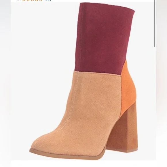 Chinese Laundry Classic Color Block Mod Mid Calf Boot, Camel Multi Suede so cool - Picture 2 of 15
